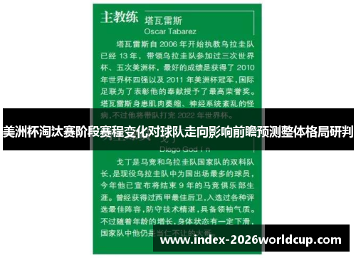美洲杯淘汰赛阶段赛程变化对球队走向影响前瞻预测整体格局研判 美洲杯淘汰赛阶段赛程变化对球队走向影响前瞻预测整体格局研判